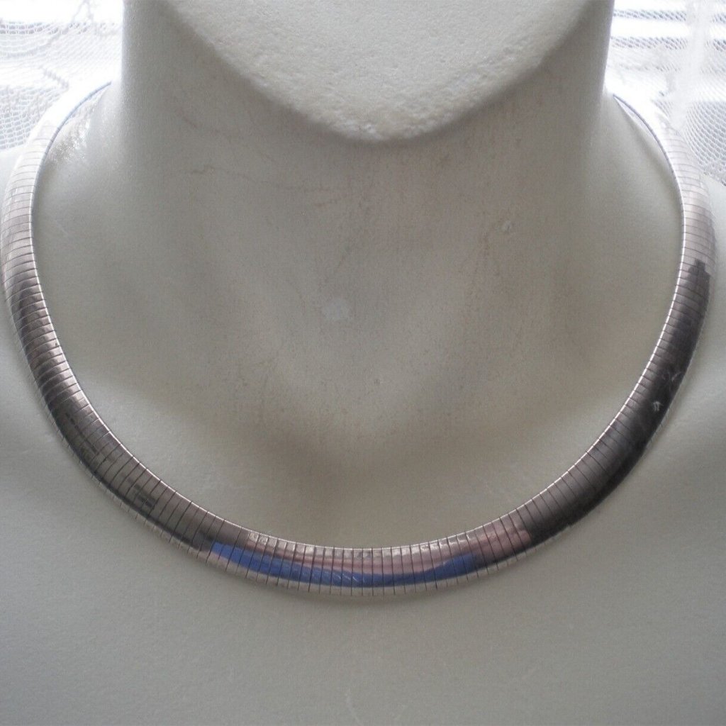 Vintage Italy Designer Itaor Sterling Silver 9.75mm Omega Necklace Chain 17 1/2
